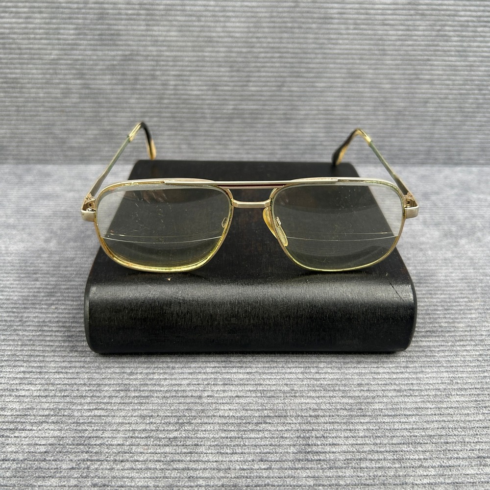 Vintage Gold Aviator Eyeglasses Double Bridge Metal Frame Korea Retro 70s 80s